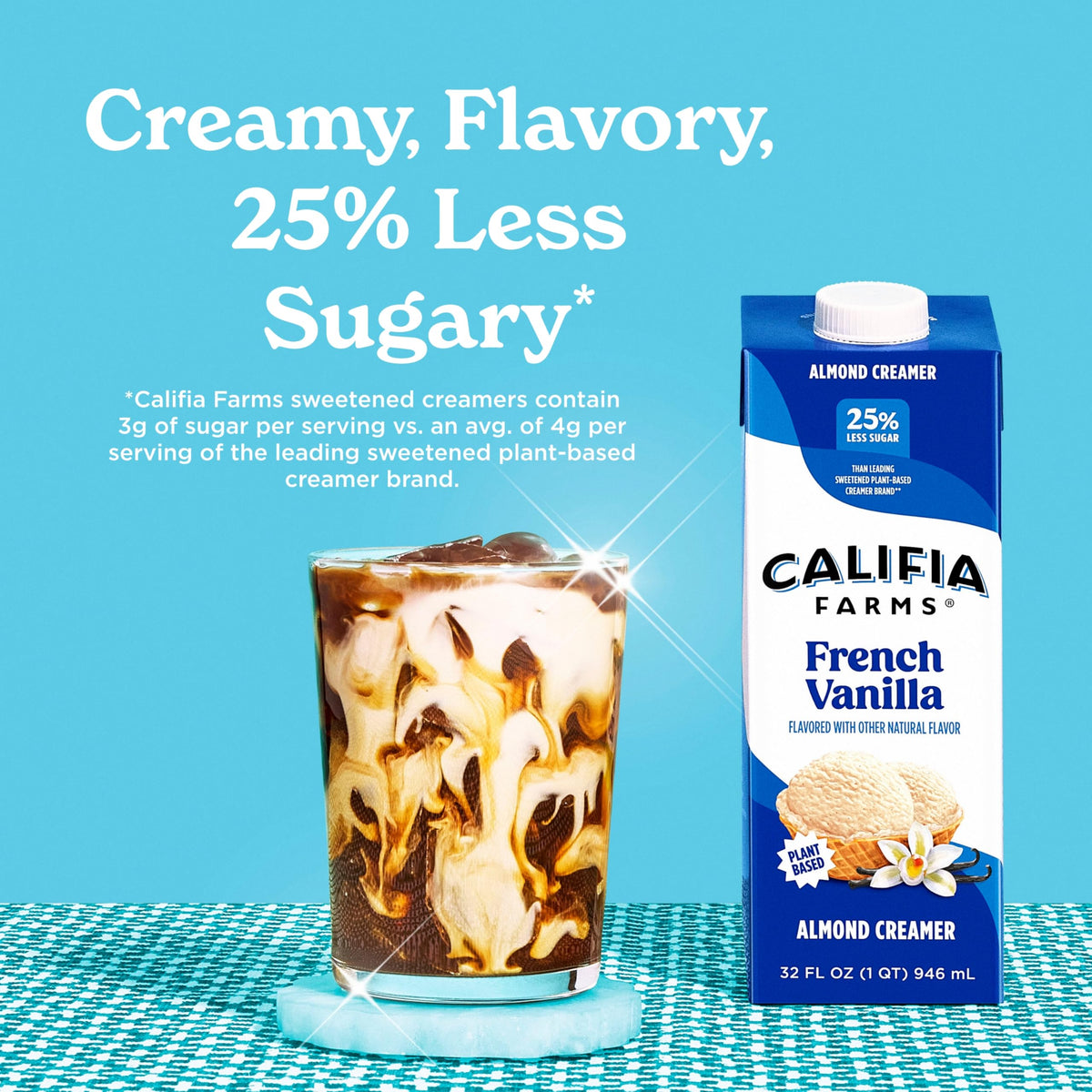 Califia Farms French Vanilla Almond Milk Coffee Creamer – 32 oz Pack of 6, Dairy Free