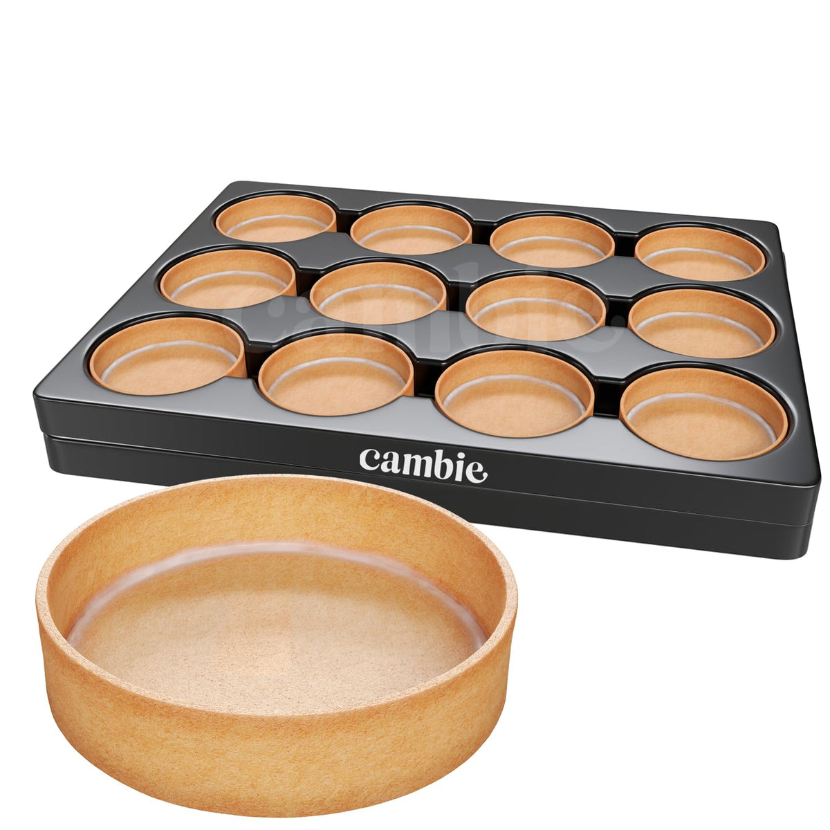 Cambie Sweet Round Large Tart Shells – 3.15-in French Style with White Chocolate Coating (Pack of 24)