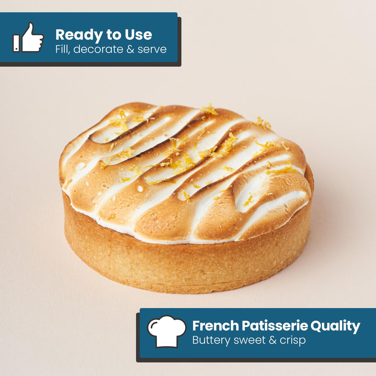 Cambie Sweet Round Large Tart Shells – 3.15-in French Style with White Chocolate Coating (Pack of 24)