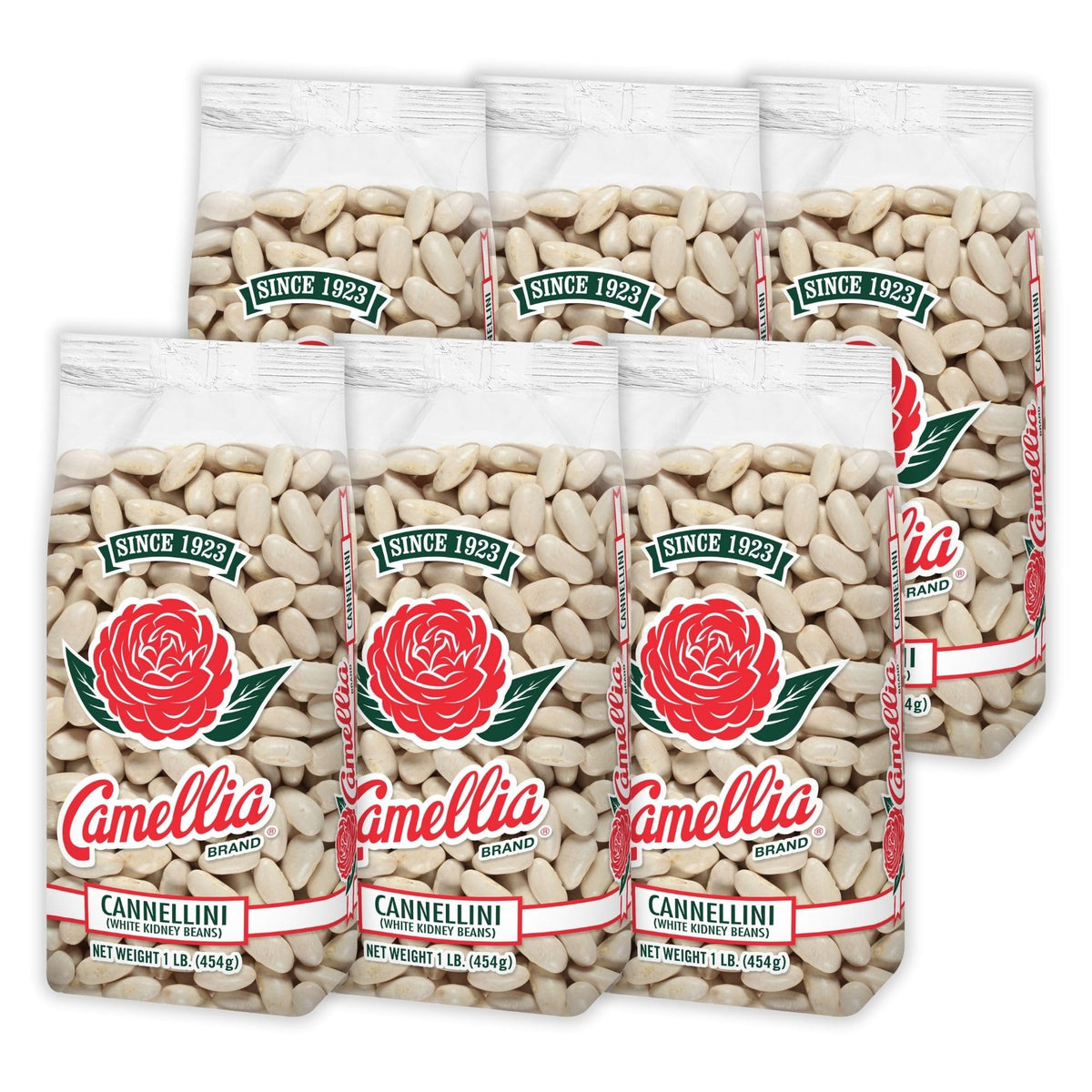 Camellia Brand Dried Cannellini Beans - Premium White Kidney Beans, Non-GMO, Gluten-Free, 1 lb (Pack of 6)