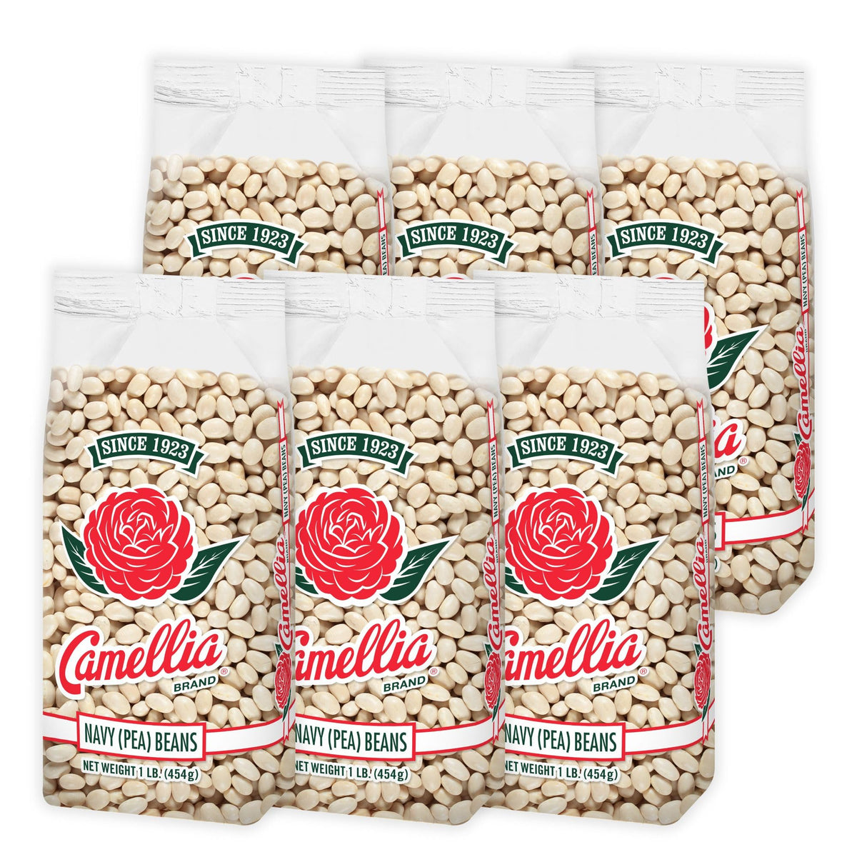Camellia Brand Dried Navy Beans Six-Pack – Premium White Beans, Non-GMO & Gluten-Free