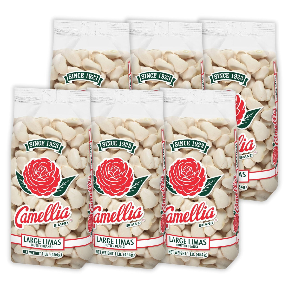 Camellia Brand Dried Large Lima Beans – Premium Butter Beans, 6-Pack, Non-GMO, Gluten-Free