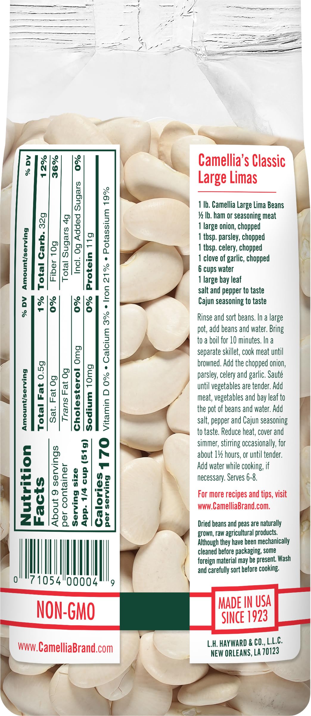 Camellia Brand Dried Large Lima Beans – Premium Butter Beans, 6-Pack, Non-GMO, Gluten-Free
