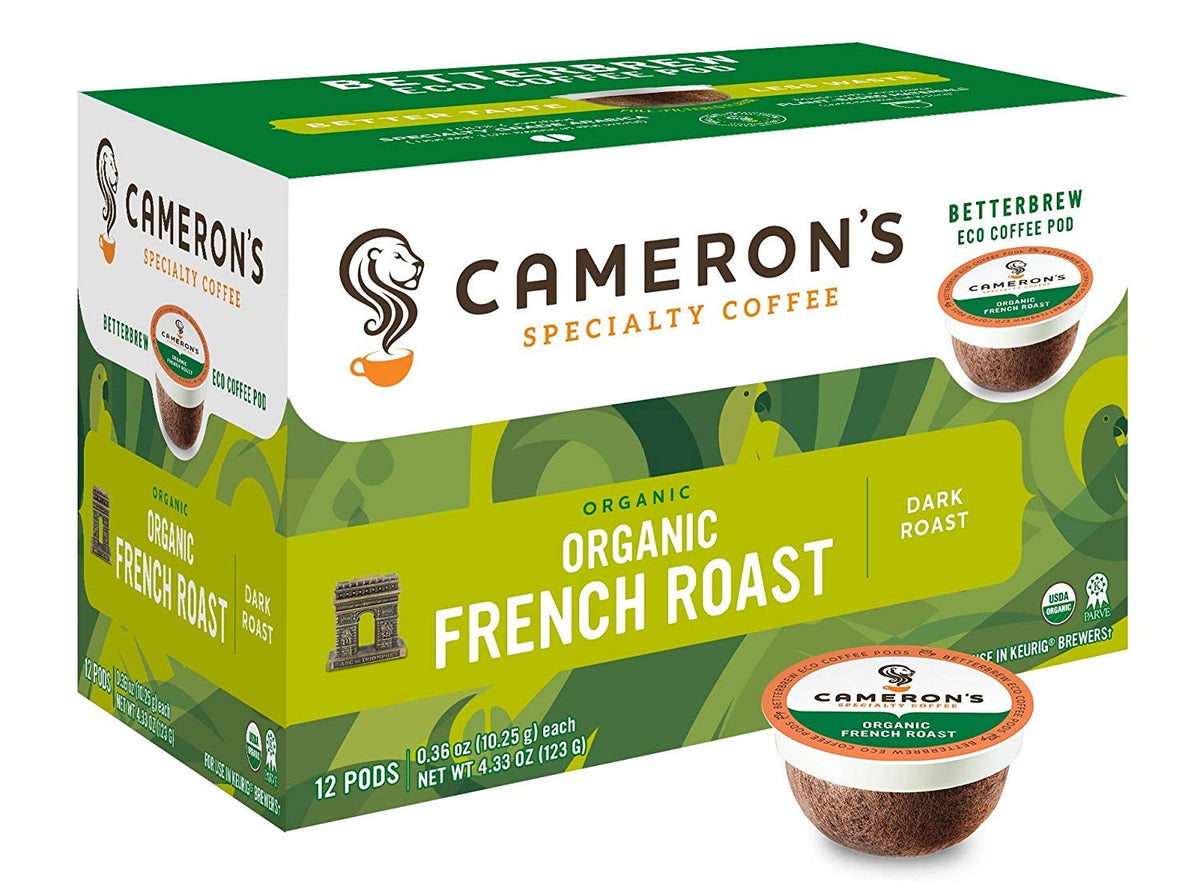 Cameron's Coffee Organic French Roast Single Serve Pods – 12 Count (Pack of 6)