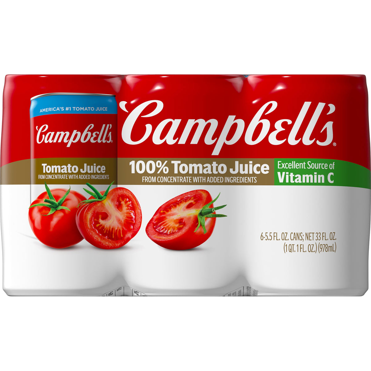 Campbell's 100% Tomato Juice – 5.5 fl oz Can (48 Pack) | Gluten-Free & Non-GMO