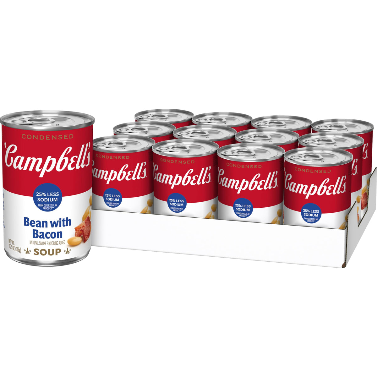 Campbell's Bean With Bacon Soup — 25% Less Sodium, 11.25 oz Can (12 Pack)
