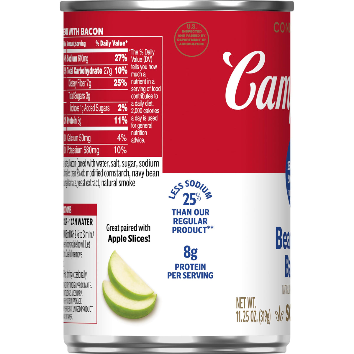 Campbell's Bean With Bacon Soup — 25% Less Sodium, 11.25 oz Can (12 Pack)