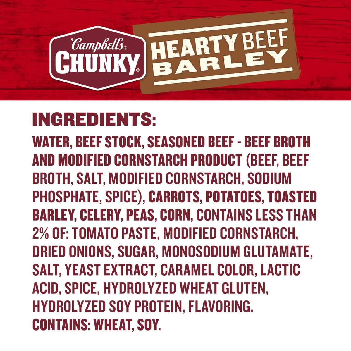Campbell’s Chunky Hearty Beef and Barley Soup – 18.8 oz Can (Case of 12)