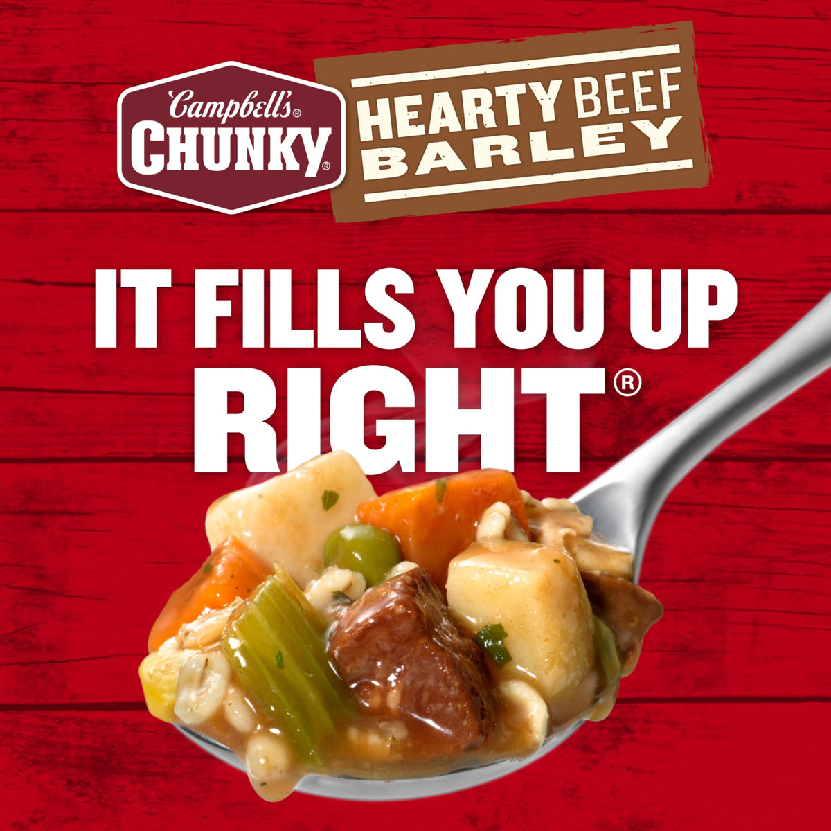 Campbell’s Chunky Hearty Beef and Barley Soup – 18.8 oz Can (Case of 12)