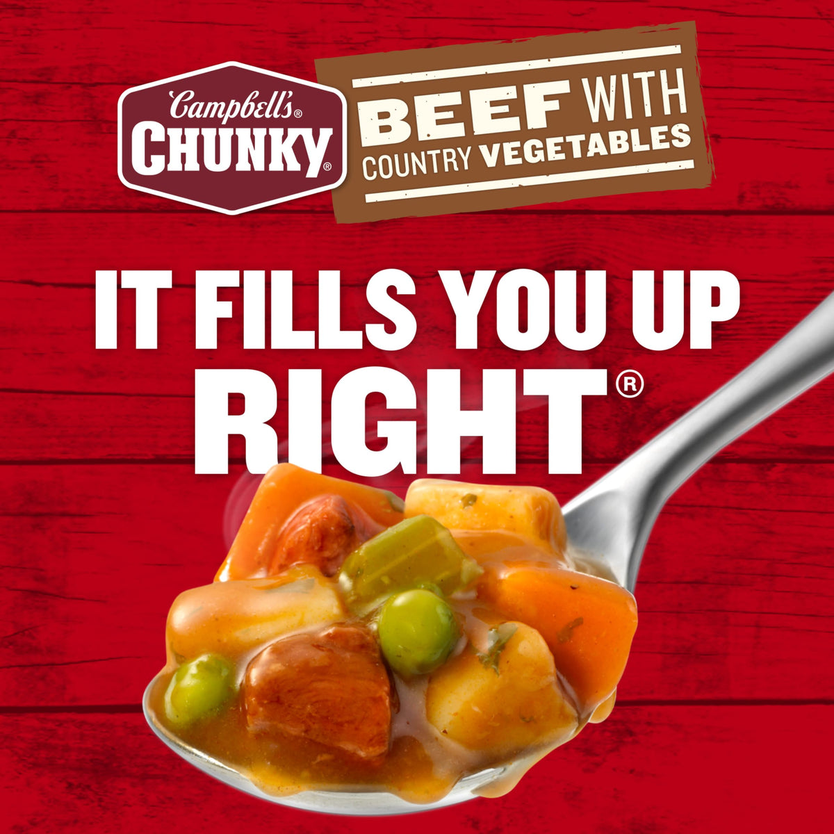 Campbell’s Chunky Beef Soup with Country Vegetables – 18.8 oz Can, 12-Count Pack | Hearty Protein