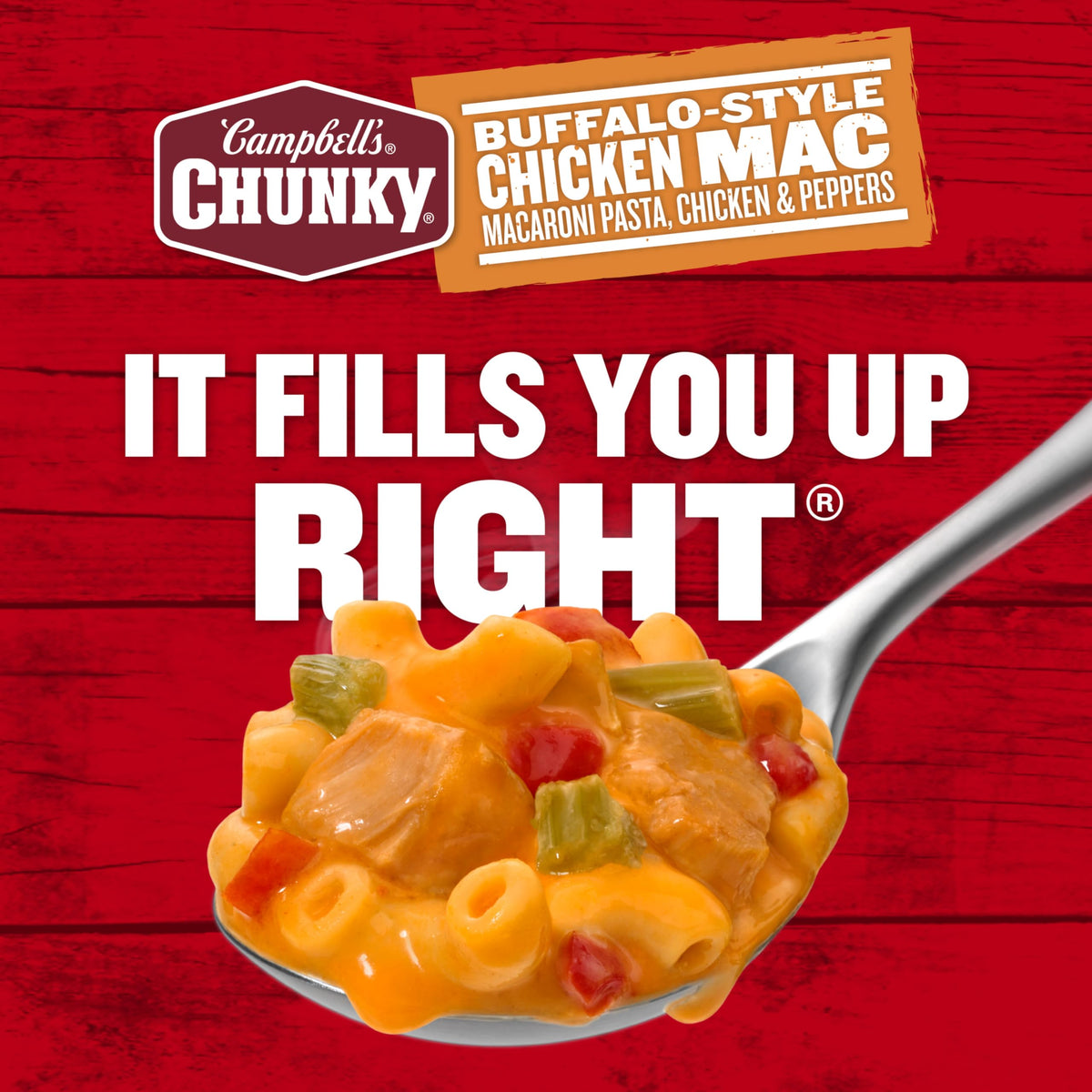 Campbell’s Chunky Buffalo-Style Chicken Mac Soup – 12 Can Pack, 18g Protein per Can