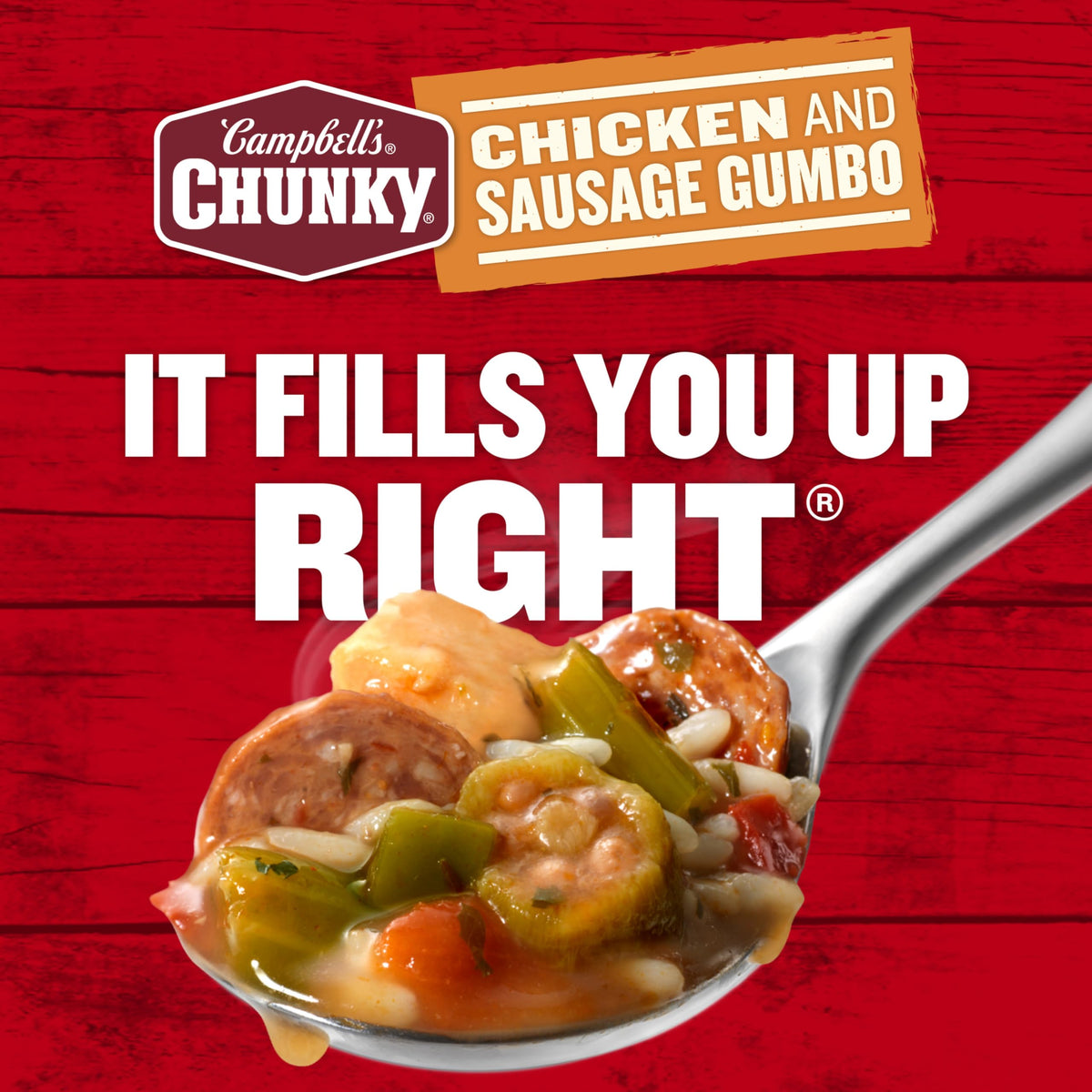 Campbell's Chunky Chicken and Sausage Gumbo — 18.8 oz Can (Case of 12) | Hearty, Ready-to-Eat Soup
