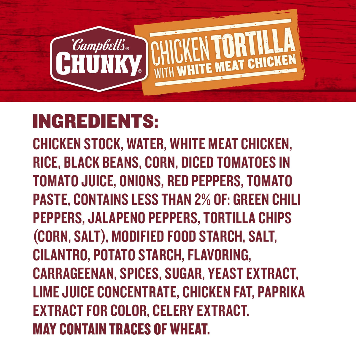 Campbell's Chunky Chicken Tortilla Soup with Grilled White Meat Chicken — 18.6 oz Can (Case of 12)