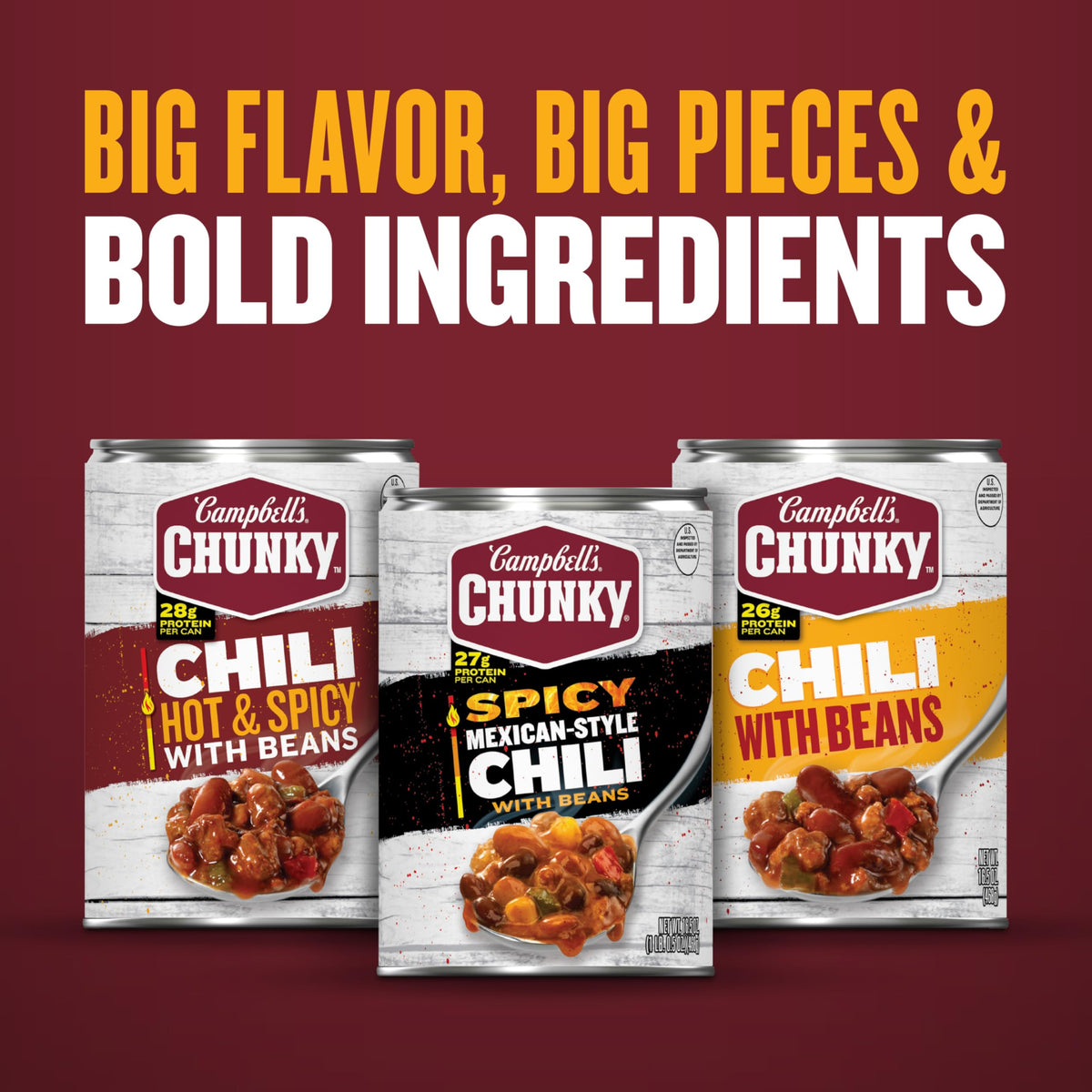 Campbell’s Chunky Chili With Beans – 16.5 oz Can, 12 Pack