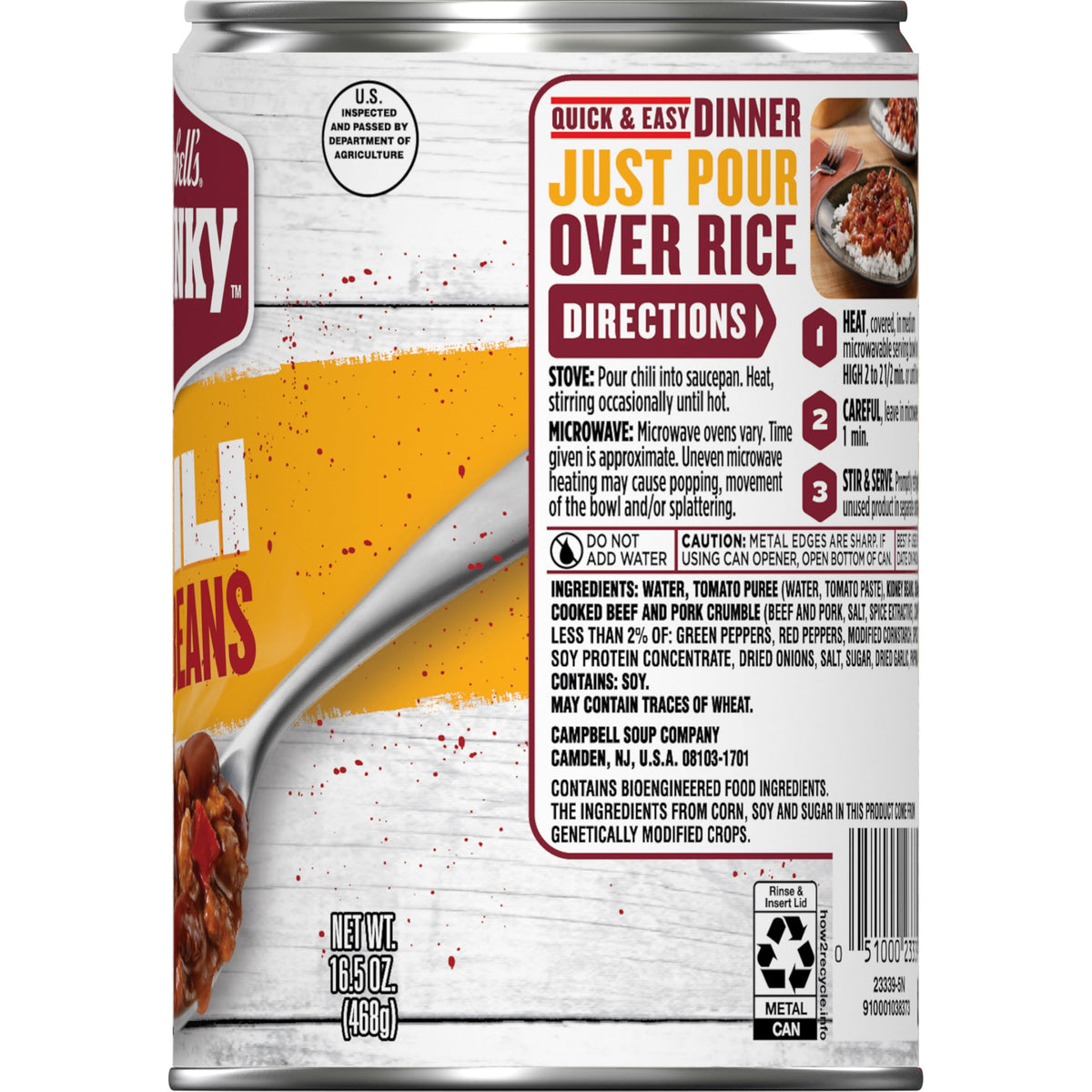 Campbell’s Chunky Chili With Beans – 16.5 oz Can, 12 Pack