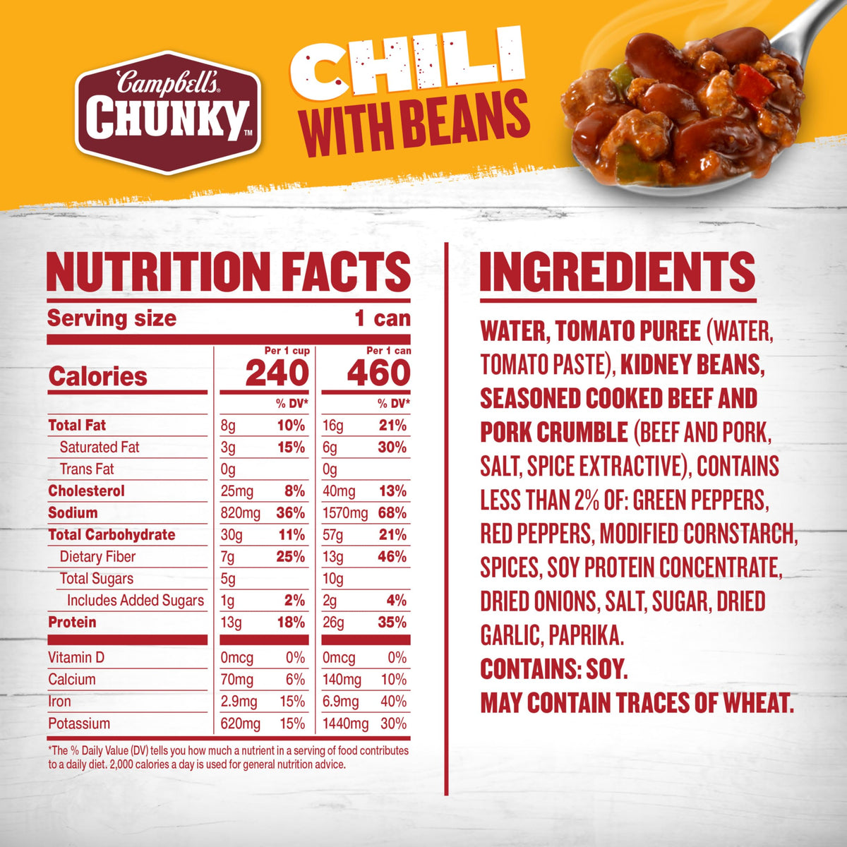 Campbell’s Chunky Chili With Beans – 16.5 oz Can, 12 Pack