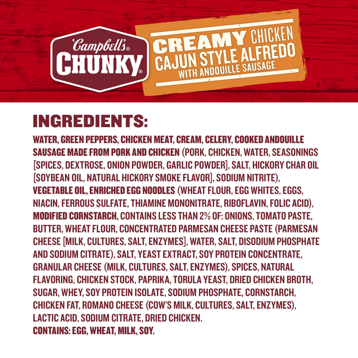 Campbell's Chunky Creamy Chicken Cajun Style Alfredo with Andouille Sausage Soup – 18.8 oz Can (12 Pack)