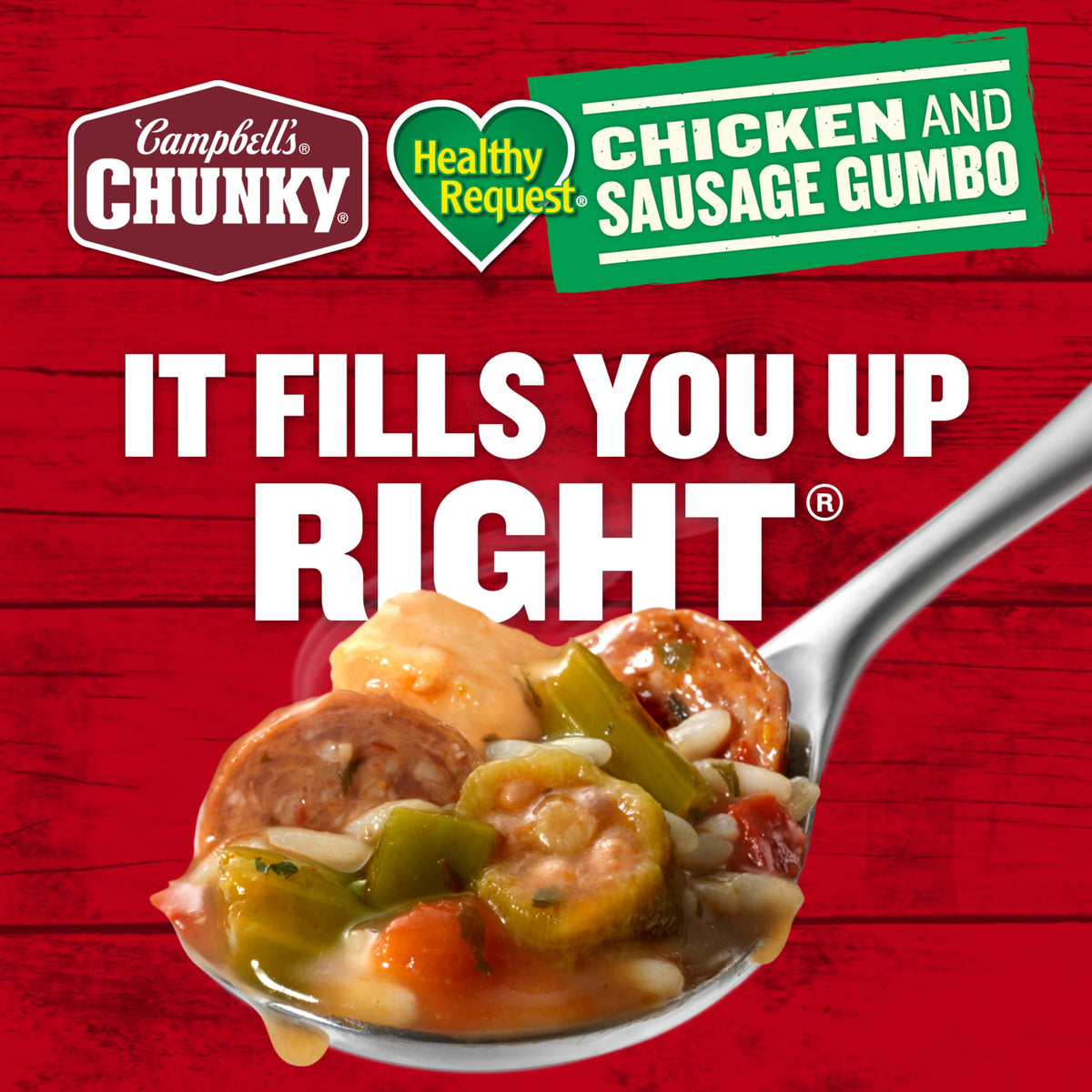 Campbell's Chunky Healthy Request Chicken & Sausage Gumbo – 18.8 oz Can (Case of 12) with 14g Protein