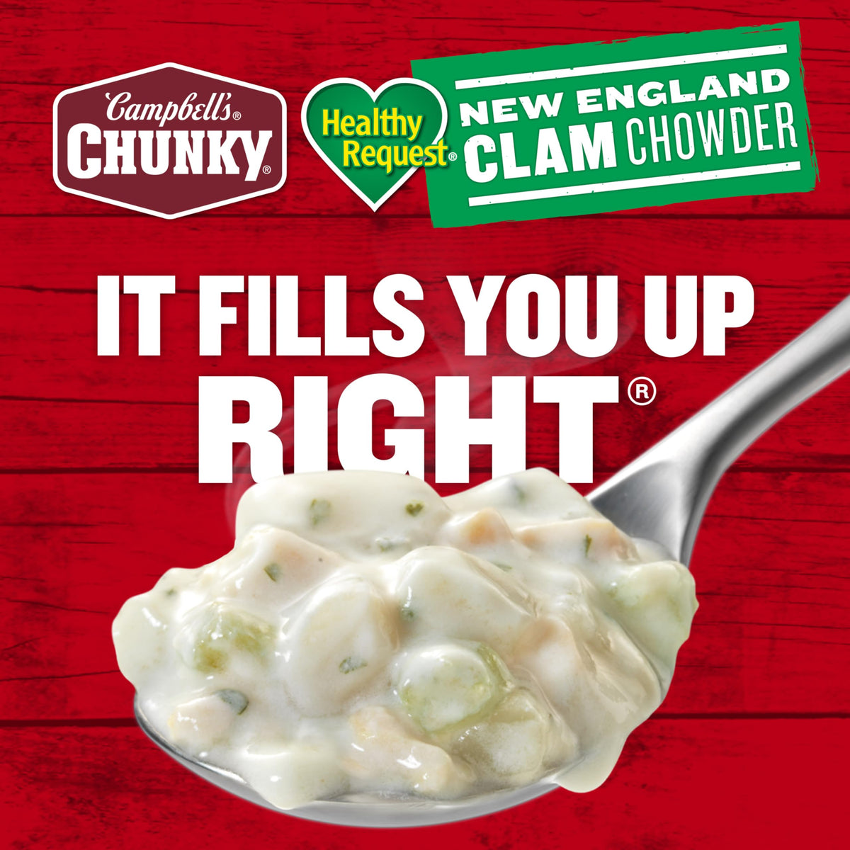 Campbell's Chunky Healthy Request New England Clam Chowder – 18.8 oz Can (Case of 12)