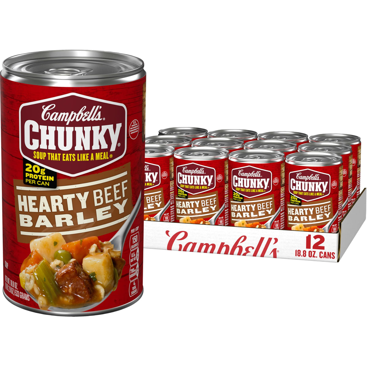 Campbell’s Chunky Hearty Beef and Barley Soup – 18.8 oz Can (Case of 12)