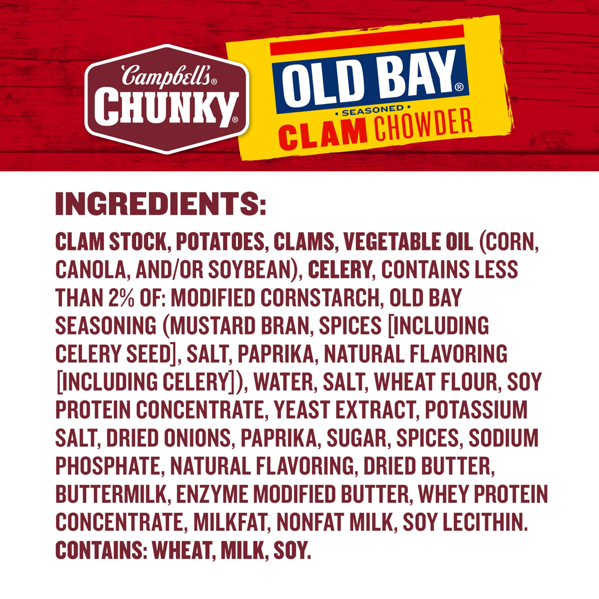 Campbell's Chunky OLD BAY Seasoned Clam Chowder – 18.8 oz Can (Case of 12)