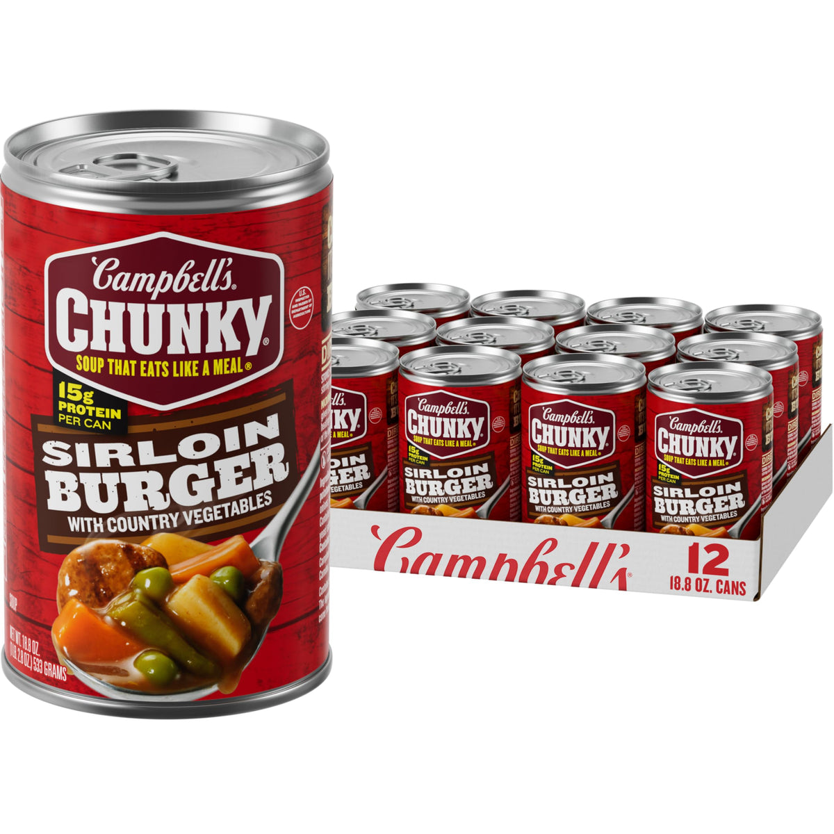 Campbell’s Chunky Sirloin Burger With Country Vegetables Soup - 18.8 oz Can (Case of 12)