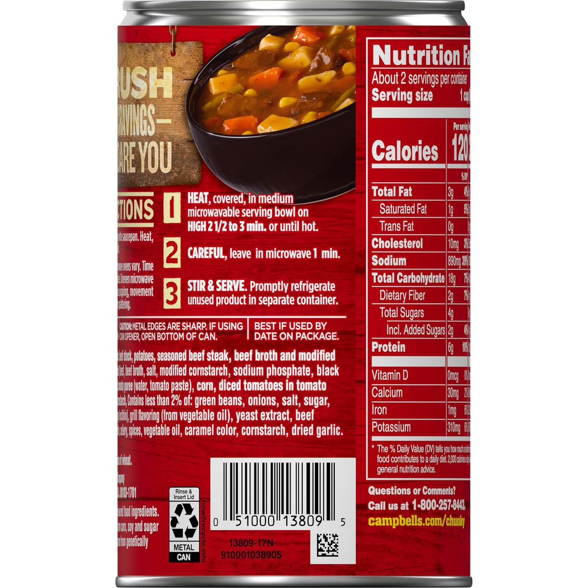 Campbell's Chunky Soup: Steak With Hearty Vegetables, 18.8 oz Can (Case of 12)