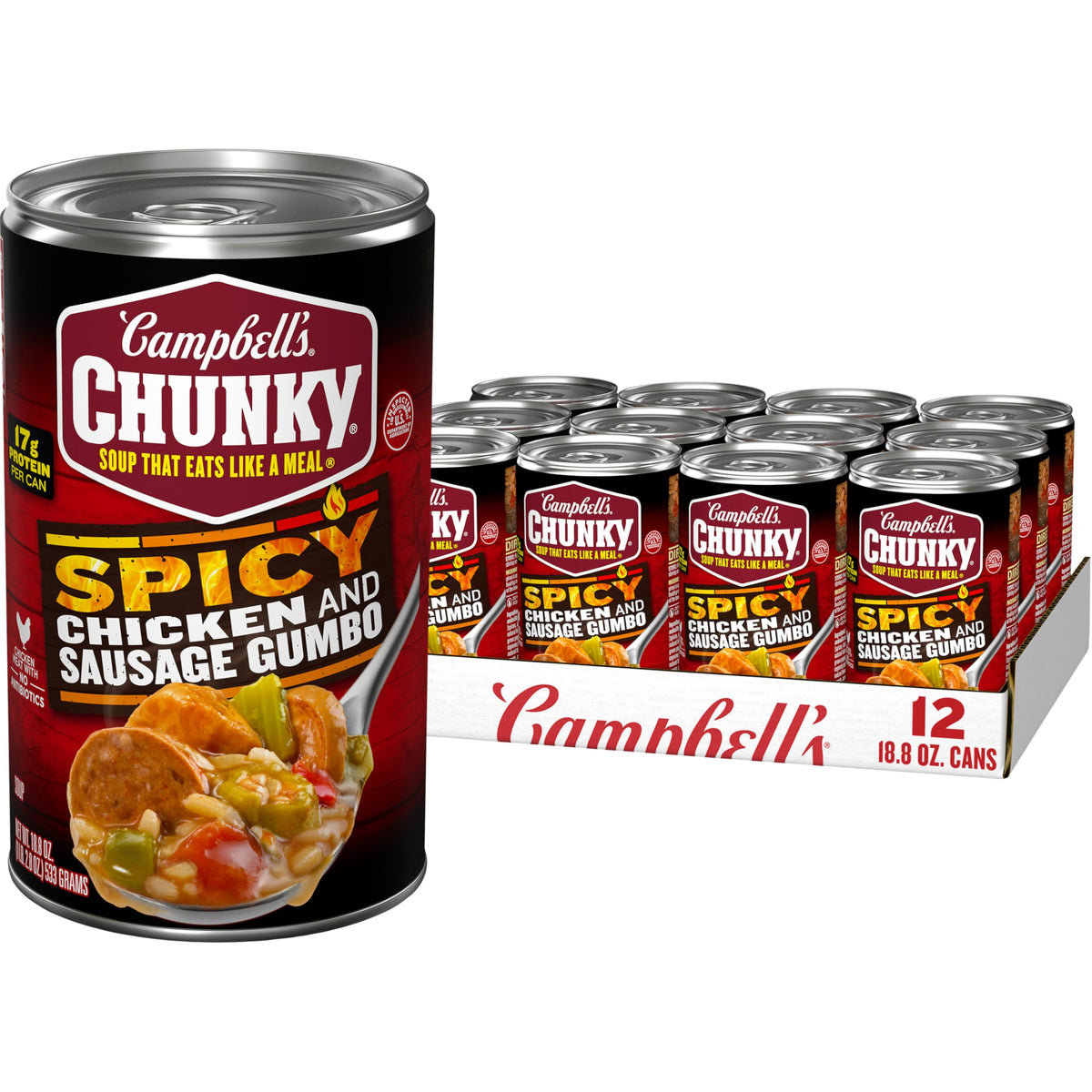 Campbell’s Chunky Spicy Chicken and Sausage Gumbo — 18.8 oz Can (Pack of 12)
