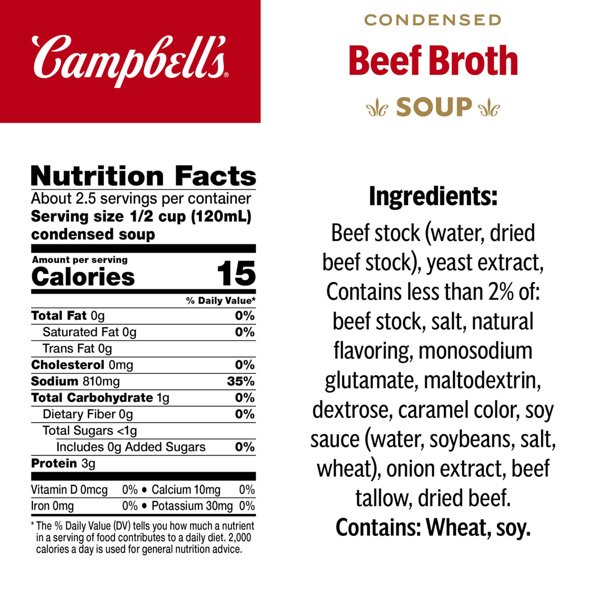 Campbell's Condensed Beef Broth – 10.5 oz Can (Case of 12)