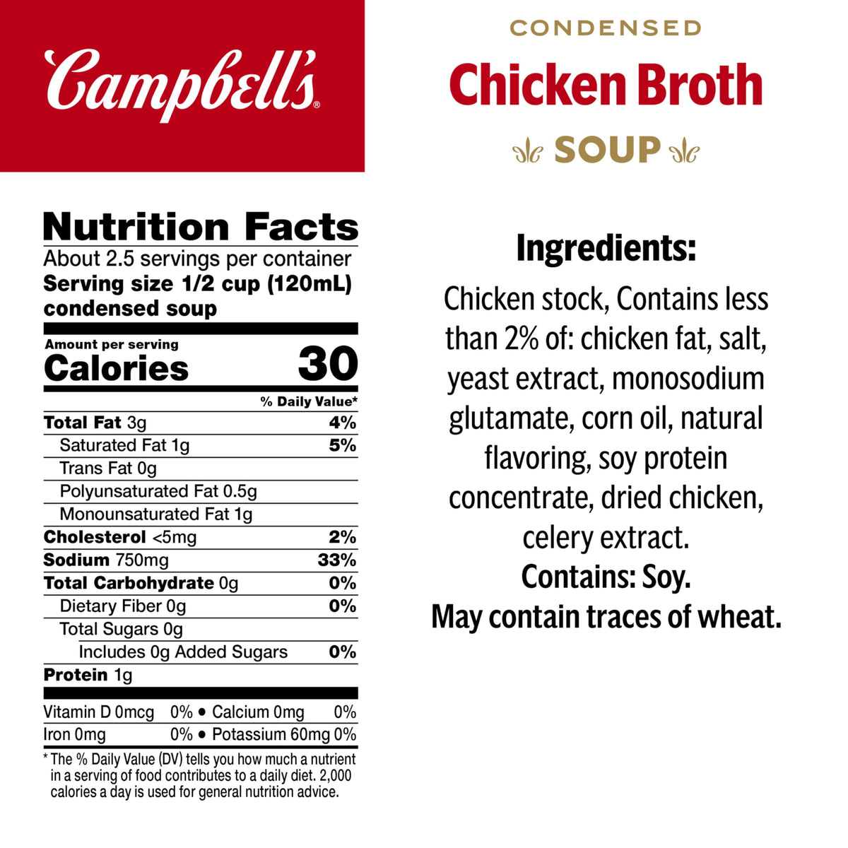 Campbell’s Condensed Chicken Broth - 10.5 oz Can (12 Pack) | Rich Base for Soups & Sauces