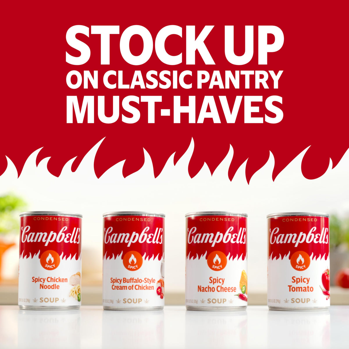 Campbell's Condensed Spicy Tomato Soup - 12-Can Case, Vegan, Microwave-Ready