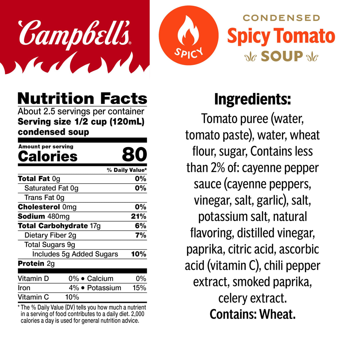 Campbell's Condensed Spicy Tomato Soup - 12-Can Case, Vegan, Microwave-Ready