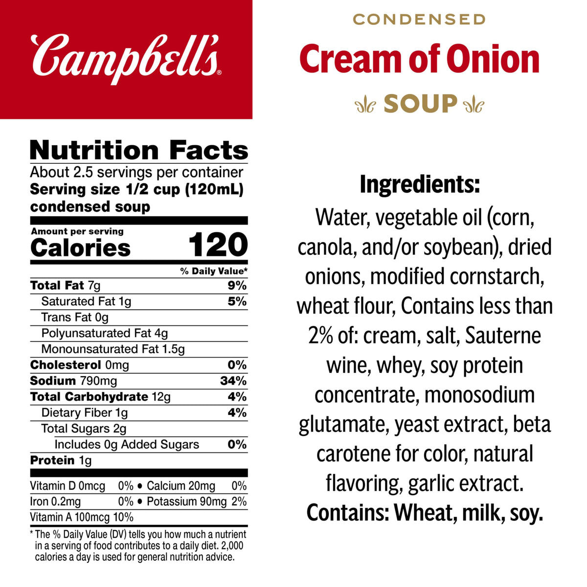 Campbell's Condensed Cream of Onion Soup - 12 Can Pack | Vegetarian Creamy Onion Flavor