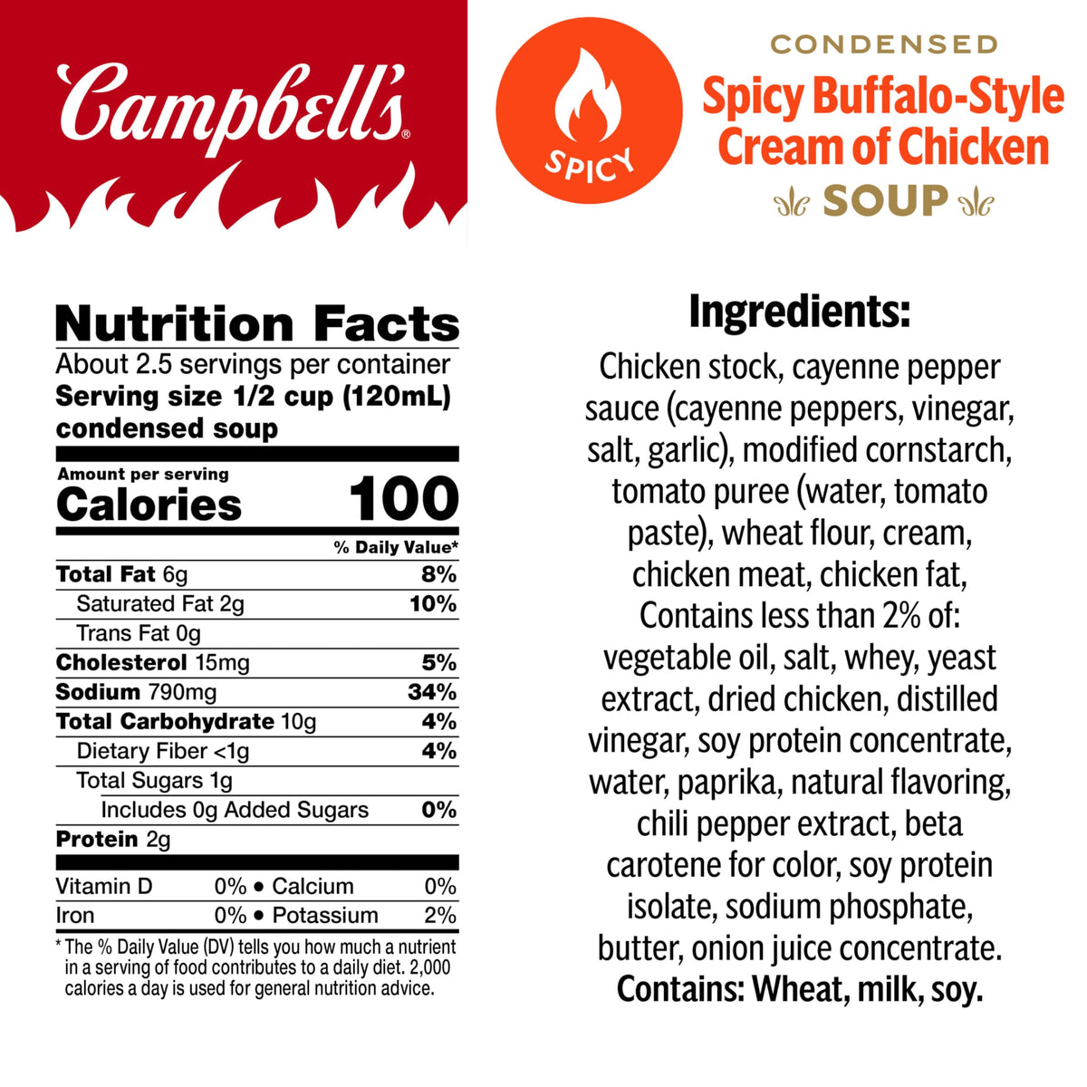 Campbell's Condensed Spicy Buffalo-Style Cream of Chicken Soup, 10.5 oz Can (Case of 12)