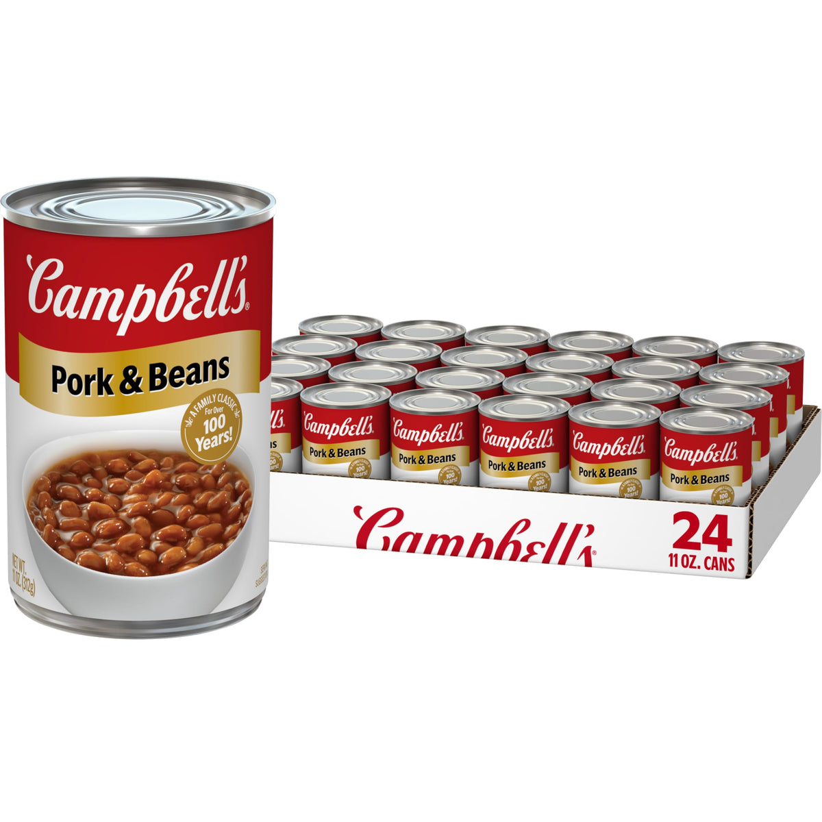 Campbell's Pork and Beans – 11 oz Can (Case of 24) | Hearty, Quick Canned Beans