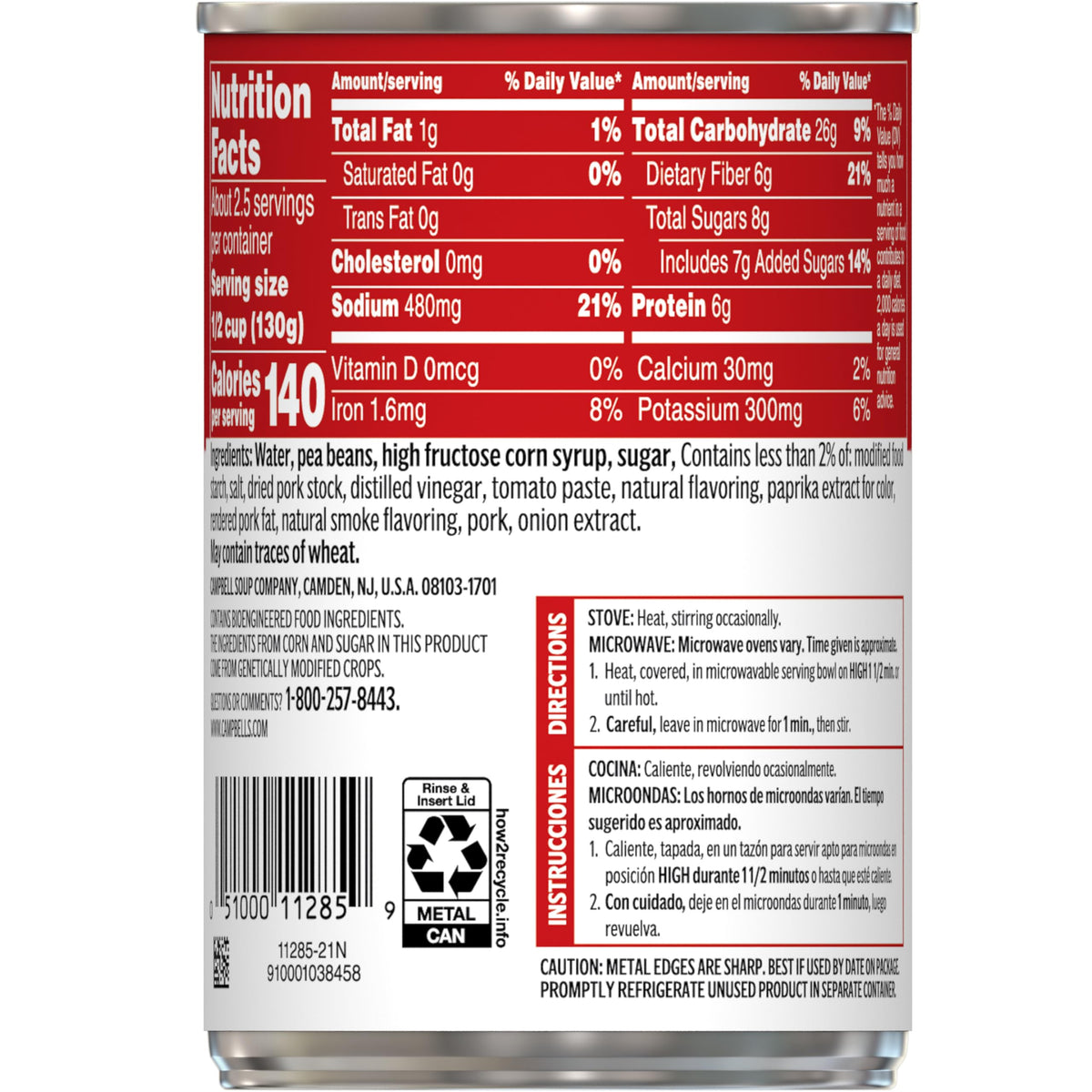 Campbell's Pork and Beans – 11 oz Can (Case of 24) | Hearty, Quick Canned Beans