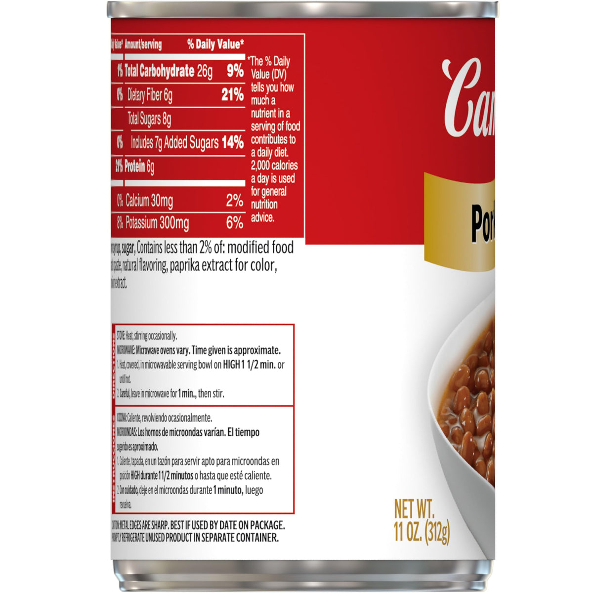 Campbell's Pork and Beans – 11 oz Can (Case of 24) | Hearty, Quick Canned Beans