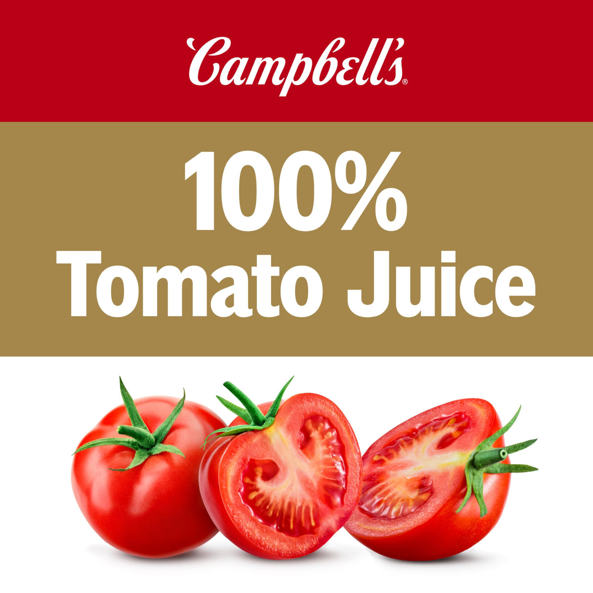 Campbell's Low Sodium 100% Tomato Juice — 64oz Bottle (6 Pack)