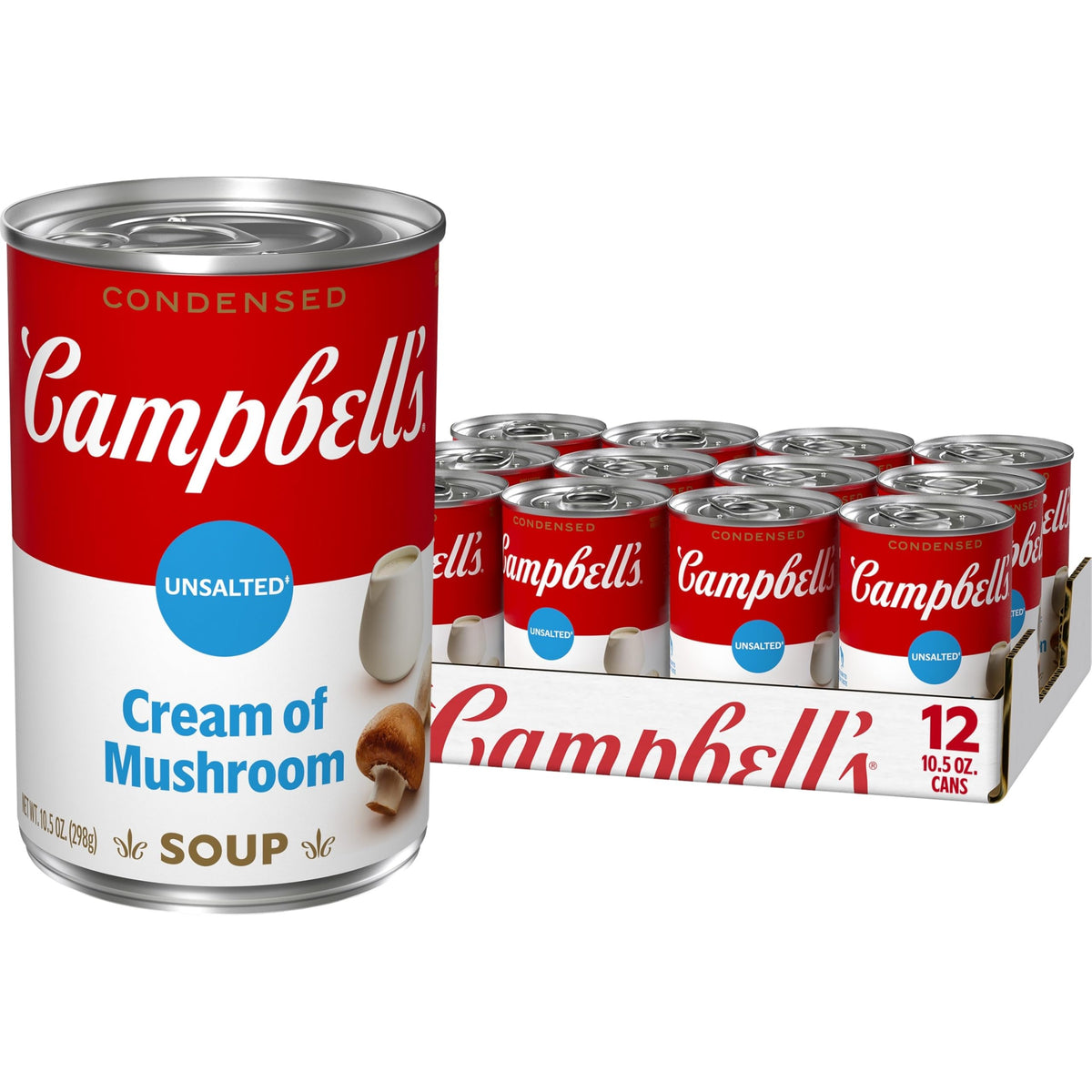 Campbell's Condensed Unsalted Cream of Mushroom Soup – 12 Pack, 10.5 oz Cans