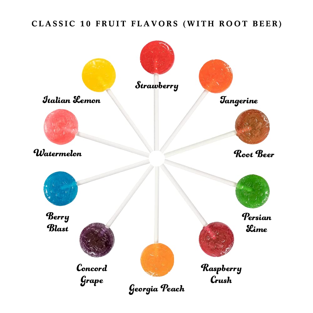 Candy Creek Lollipops Classic 10 Fruit Flavors – 230 Count, Nut Free Bulk Pack