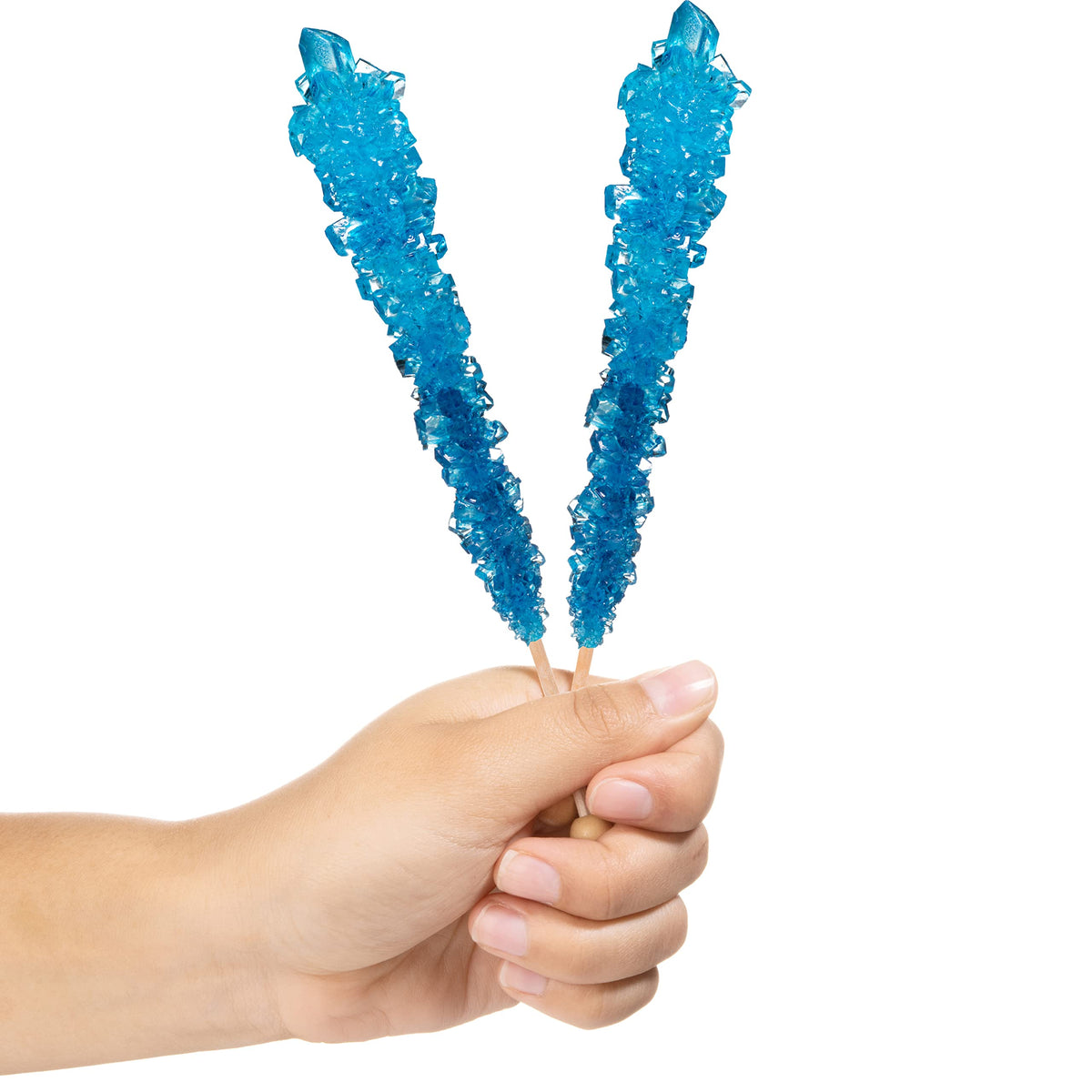 Candy Envy Blue Rock Candy Sugar Sticks – Blue Raspberry Flavor, 36 Individually Wrapped Party Favors