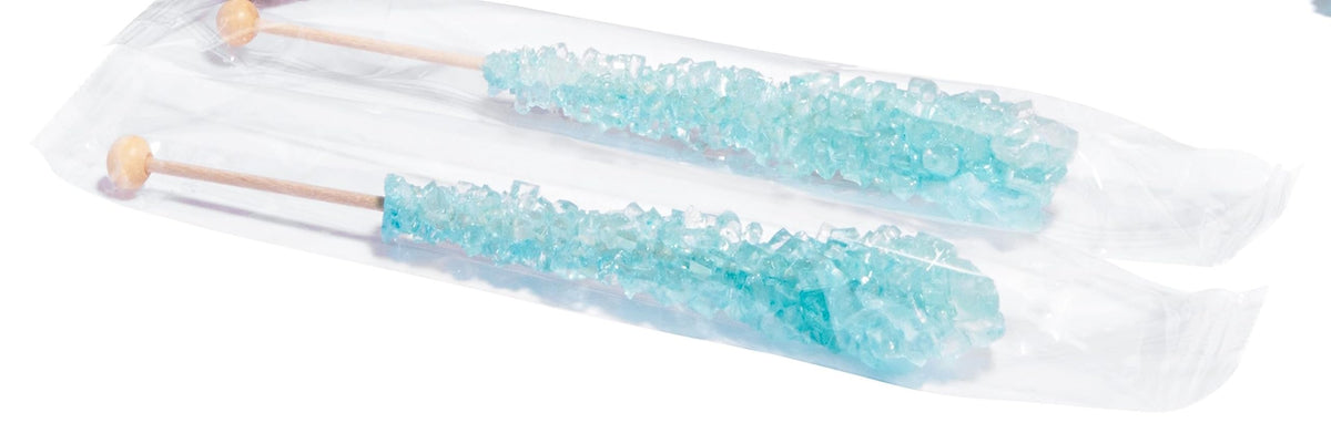 Candy Envy Light Blue Rock Candy Sticks – Cotton Candy Flavor, 36 Individually Wrapped Party Favors