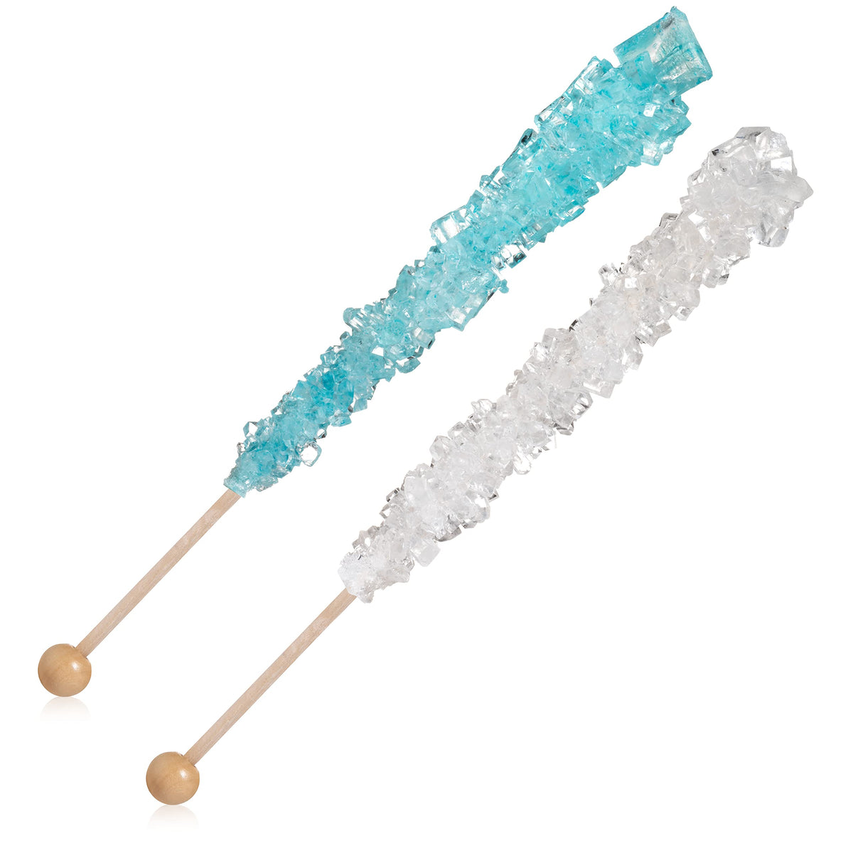 Candy Envy Rock Candy Sticks – Light Blue & White, 36-Pack (Cotton Candy & Original Sugar)