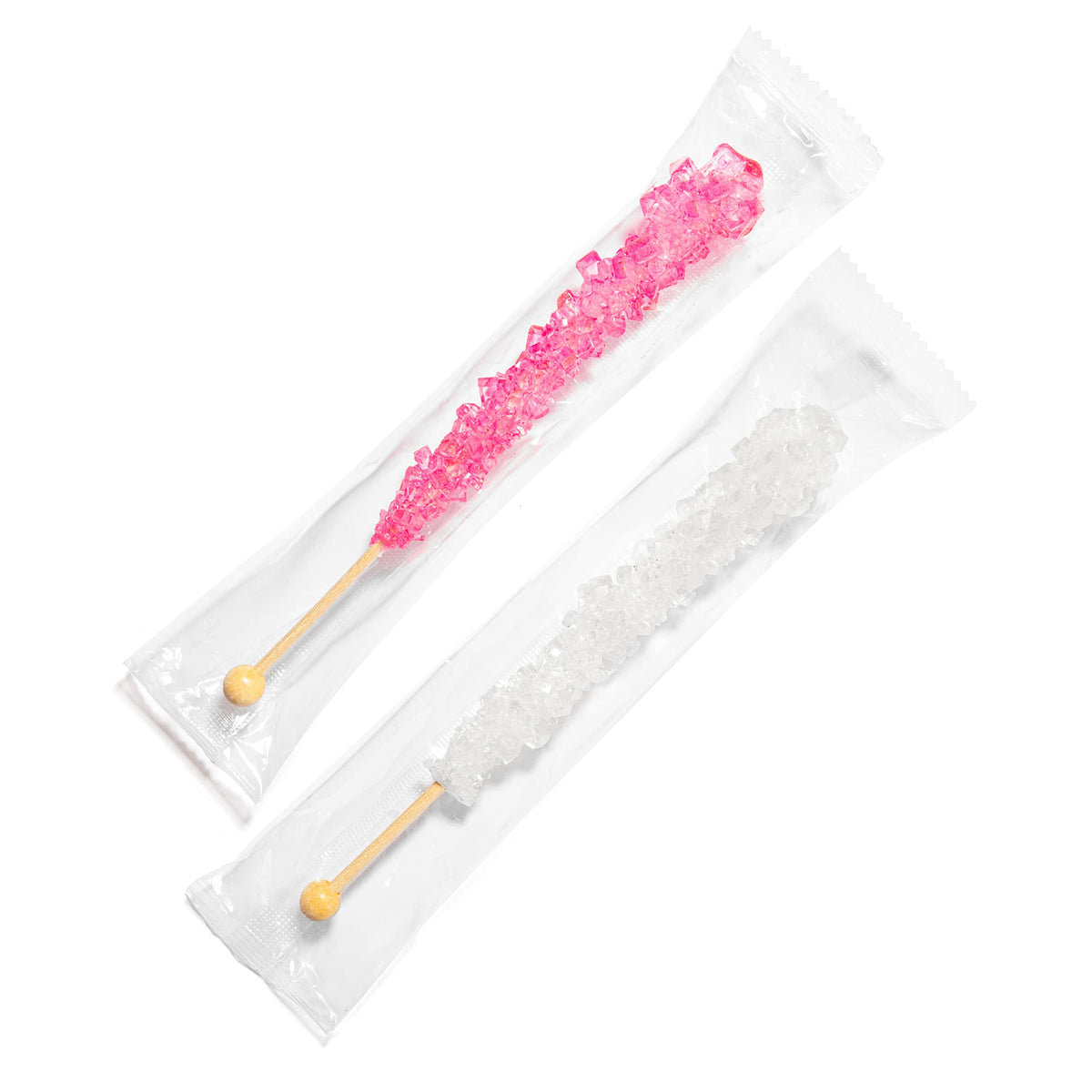 Candy Envy Rock Candy Sticks — Light Pink & White, Cherry & Original Sugar, 36-Pack