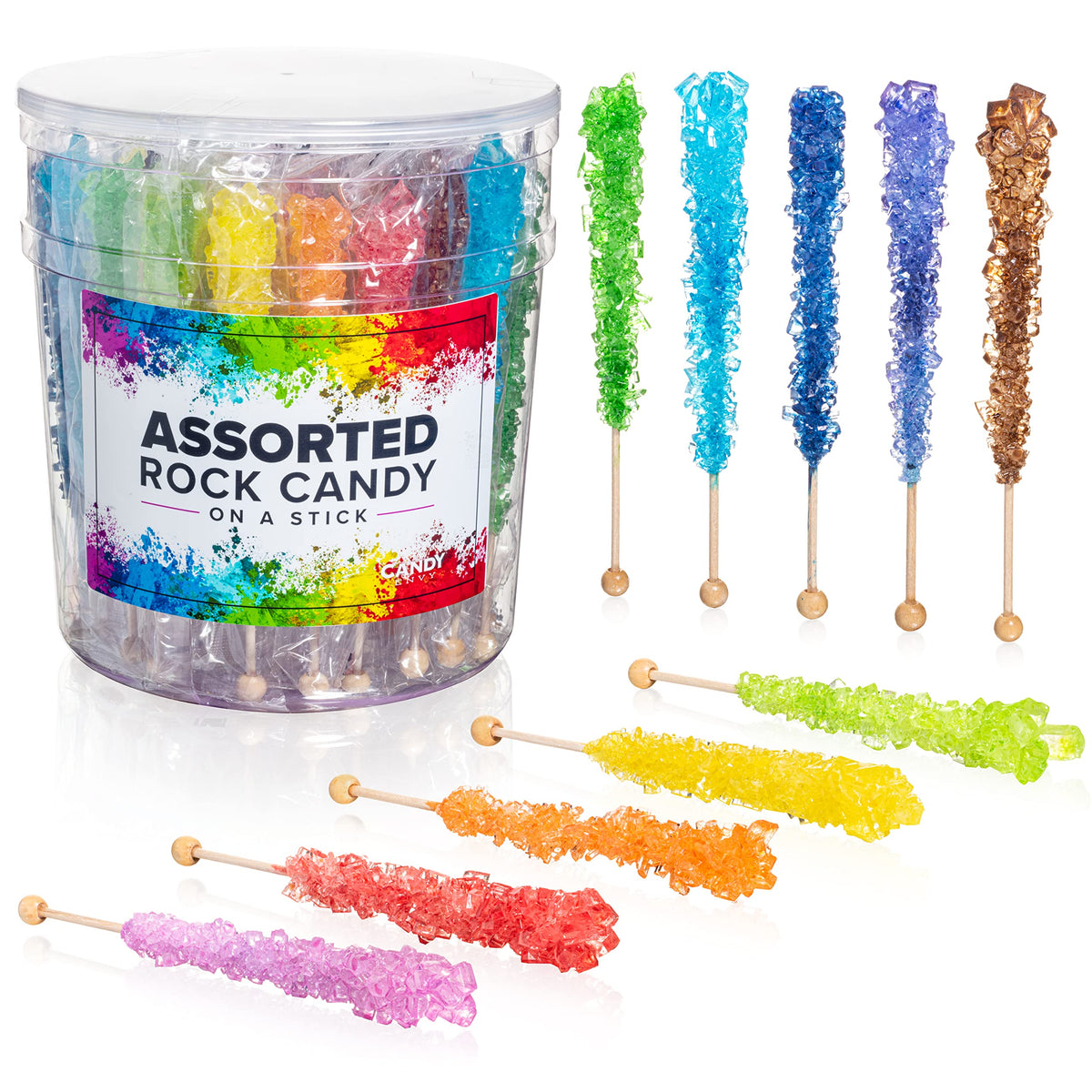 Candy Envy Rock Candy Sticks – 36 Assorted, Individually Wrapped Treats