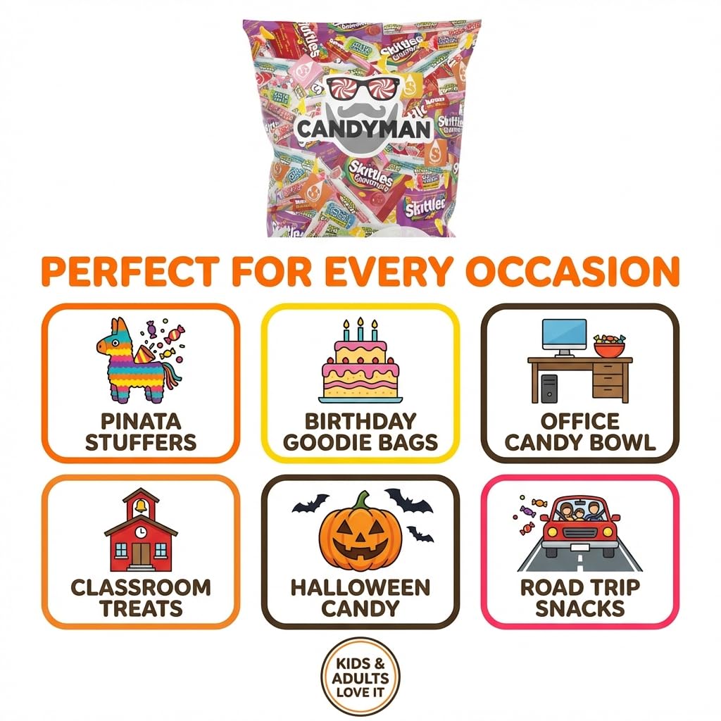 CANDYMAN Assorted Candy Variety Pack – 3lb Bulk Candy for Party Favors