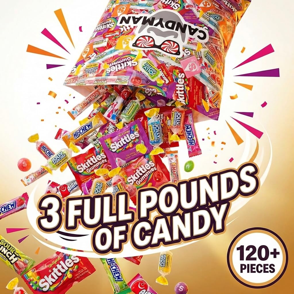 CANDYMAN Assorted Candy Variety Pack – 3lb Bulk Candy for Party Favors