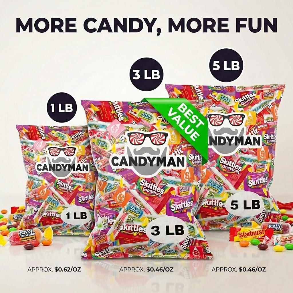 CANDYMAN Assorted Candy Variety Pack – 3lb Bulk Candy for Party Favors