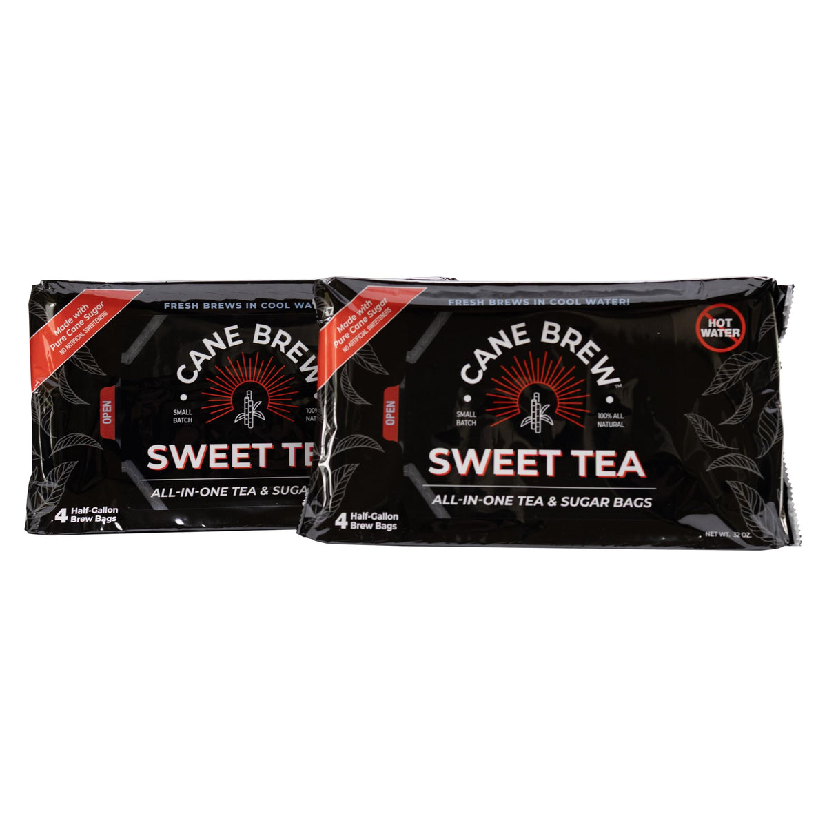 Cane Brew Sweet Tea – No Boil, Family Size 8 Bags | Southern Black Iced Tea for Home & Travel