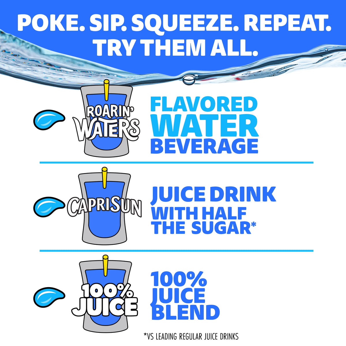Capri Sun Roarin' Waters Tropical Punch Flavored Water Beverage – 40 Pouches, 4 Boxes